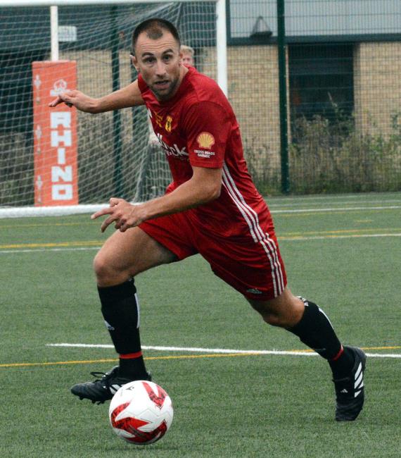 Marcus Griffiths - scored twice in vain for Carew at Tish